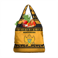 Montenegro Christmas Grocery Bag with Gold-Black Theme, Double-Headed Eagle, and Map Motif - Wonder Print Shop