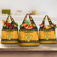 Montenegro Christmas Grocery Bag with Gold-Black Theme, Double-Headed Eagle, and Map Motif - Wonder Print Shop