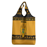 Montenegro Christmas Grocery Bag with Gold-Black Theme, Double-Headed Eagle, and Map Motif - Wonder Print Shop