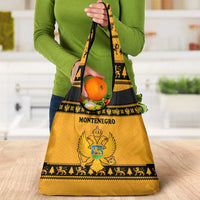 Montenegro Christmas Grocery Bag with Gold-Black Theme, Double-Headed Eagle, and Map Motif - Wonder Print Shop