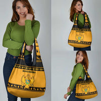 Montenegro Christmas Grocery Bag with Gold-Black Theme, Double-Headed Eagle, and Map Motif - Wonder Print Shop