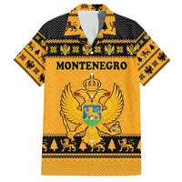Montenegro Christmas Hawaiian Shirt with Gold-Black Theme, Double-Headed Eagle, and Map Motif - Wonder Print Shop