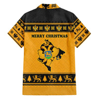 Montenegro Christmas Hawaiian Shirt with Gold-Black Theme, Double-Headed Eagle, and Map Motif - Wonder Print Shop
