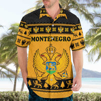 Montenegro Christmas Hawaiian Shirt with Gold-Black Theme, Double-Headed Eagle, and Map Motif - Wonder Print Shop