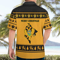 Montenegro Christmas Hawaiian Shirt with Gold-Black Theme, Double-Headed Eagle, and Map Motif - Wonder Print Shop