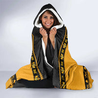 Montenegro Christmas Hooded Blanket with Gold-Black Theme, Double-Headed Eagle, and Map Motif - Wonder Print Shop