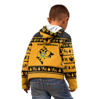 Montenegro Christmas Kid Hoodie with Gold-Black Theme, Double-Headed Eagle, and Map Motif - Wonder Print Shop