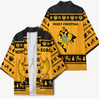 Montenegro Christmas Kimono with Gold-Black Theme, Double-Headed Eagle, and Map Motif - Wonder Print Shop