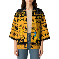 Montenegro Christmas Kimono with Gold-Black Theme, Double-Headed Eagle, and Map Motif - Wonder Print Shop
