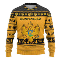 Montenegro Christmas Ugly Christmas Sweater with Gold-Black Theme, Double-Headed Eagle, and Map Motif - Wonder Print Shop