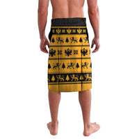 Montenegro Christmas Lavalava with Gold-Black Theme, Double-Headed Eagle, and Map Motif - Wonder Print Shop