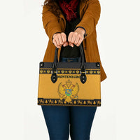 Montenegro Christmas Leather Bag with Gold-Black Theme, Double-Headed Eagle, and Map Motif - Wonder Print Shop