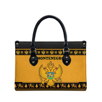 Montenegro Christmas Leather Bag with Gold-Black Theme, Double-Headed Eagle, and Map Motif - Wonder Print Shop