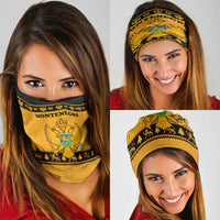 Montenegro Christmas Neck Gaiter with Gold-Black Theme, Double-Headed Eagle, and Map Motif - Wonder Print Shop