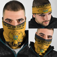 Montenegro Christmas Neck Gaiter with Gold-Black Theme, Double-Headed Eagle, and Map Motif - Wonder Print Shop