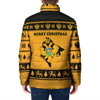 Montenegro Christmas Padded Jacket with Gold-Black Theme, Double-Headed Eagle, and Map Motif - Wonder Print Shop