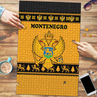 Montenegro Christmas Puzzle with Gold-Black Theme, Double-Headed Eagle, and Map Motif - Wonder Print Shop