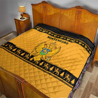 Montenegro Christmas Quilt with Gold-Black Theme, Double-Headed Eagle, and Map Motif - Wonder Print Shop