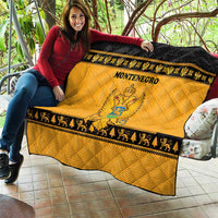 Montenegro Christmas Quilt with Gold-Black Theme, Double-Headed Eagle, and Map Motif - Wonder Print Shop