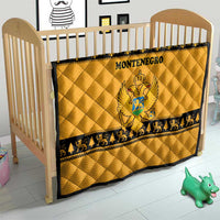 Montenegro Christmas Quilt with Gold-Black Theme, Double-Headed Eagle, and Map Motif - Wonder Print Shop
