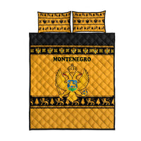 Montenegro Christmas Quilt Bed Set with Gold-Black Theme, Double-Headed Eagle, and Map Motif - Wonder Print Shop