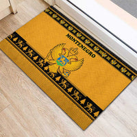 Montenegro Christmas Rubber Doormat with Gold-Black Theme, Double-Headed Eagle, and Map Motif - Wonder Print Shop