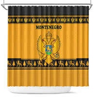 Montenegro Christmas Shower Curtain with Gold-Black Theme, Double-Headed Eagle, and Map Motif - Wonder Print Shop