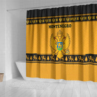 Montenegro Christmas Shower Curtain with Gold-Black Theme, Double-Headed Eagle, and Map Motif - Wonder Print Shop