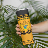 Montenegro Christmas Skinny Tumbler with Gold-Black Theme, Double-Headed Eagle, and Map Motif - Wonder Print Shop