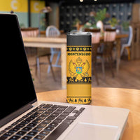 Montenegro Christmas Skinny Tumbler with Gold-Black Theme, Double-Headed Eagle, and Map Motif - Wonder Print Shop