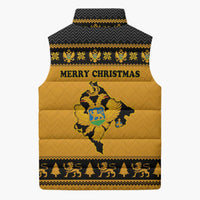 Montenegro Christmas Sleeveless Puffer Jacket with Gold-Black Theme, Double-Headed Eagle, and Map Motif - Wonder Print Shop