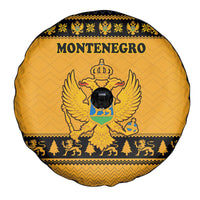 Montenegro Christmas Spare Tire Cover with Gold-Black Theme, Double-Headed Eagle, and Map Motif - Wonder Print Shop