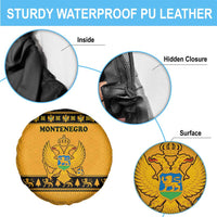 Montenegro Christmas Spare Tire Cover with Gold-Black Theme, Double-Headed Eagle, and Map Motif - Wonder Print Shop