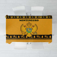 Montenegro Christmas Tablecloth with Gold-Black Theme, Double-Headed Eagle, and Map Motif - Wonder Print Shop