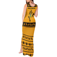 Montenegro Christmas Tank Maxi Dress with Gold-Black Theme, Double-Headed Eagle, and Map Motif - Wonder Print Shop