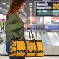 Montenegro Christmas Travel Bag with Gold-Black Theme, Double-Headed Eagle, and Map Motif - Wonder Print Shop