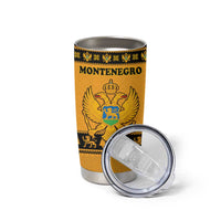 Montenegro Christmas Tumbler Cup with Gold-Black Theme, Double-Headed Eagle, and Map Motif - Wonder Print Shop
