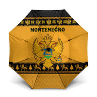 Montenegro Christmas Umbrella with Gold-Black Theme, Double-Headed Eagle, and Map Motif - Wonder Print Shop