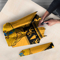 Montenegro Christmas Umbrella with Gold-Black Theme, Double-Headed Eagle, and Map Motif - Wonder Print Shop