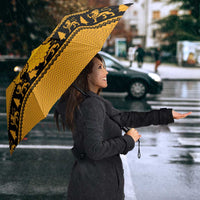 Montenegro Christmas Umbrella with Gold-Black Theme, Double-Headed Eagle, and Map Motif - Wonder Print Shop