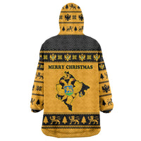 Montenegro Christmas Wearable Blanket Hoodie with Gold-Black Theme, Double-Headed Eagle, and Map Motif - Wonder Print Shop