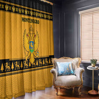 Montenegro Christmas Window Curtain with Gold-Black Theme, Double-Headed Eagle, and Map Motif - Wonder Print Shop