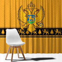 Montenegro Christmas Window Curtain with Gold-Black Theme, Double-Headed Eagle, and Map Motif - Wonder Print Shop