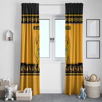 Montenegro Christmas Window Curtain with Gold-Black Theme, Double-Headed Eagle, and Map Motif - Wonder Print Shop