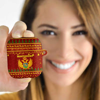 Montenegro Christmas AirPods Case with Red-Gold Theme, Double-Headed Eagle, and Santa Motif - Wonder Print Shop