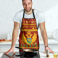 Montenegro Christmas Apron with Red-Gold Theme, Double-Headed Eagle, and Santa Motif - Wonder Print Shop