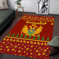 Montenegro Christmas Area Rug with Red-Gold Theme, Double-Headed Eagle, and Santa Motif - Wonder Print Shop