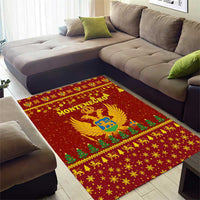 Montenegro Christmas Area Rug with Red-Gold Theme, Double-Headed Eagle, and Santa Motif - Wonder Print Shop