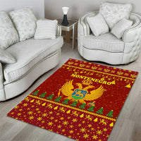 Montenegro Christmas Area Rug with Red-Gold Theme, Double-Headed Eagle, and Santa Motif - Wonder Print Shop