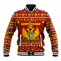 Montenegro Christmas Baseball Jacket with Red-Gold Theme, Double-Headed Eagle, and Santa Motif - Wonder Print Shop